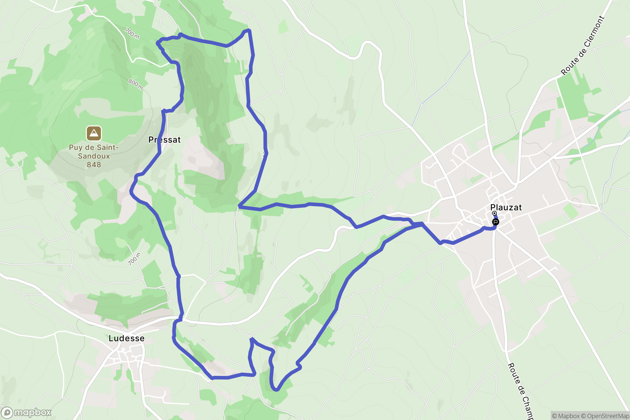 Plauzat : carte du parcours de randonnée - France