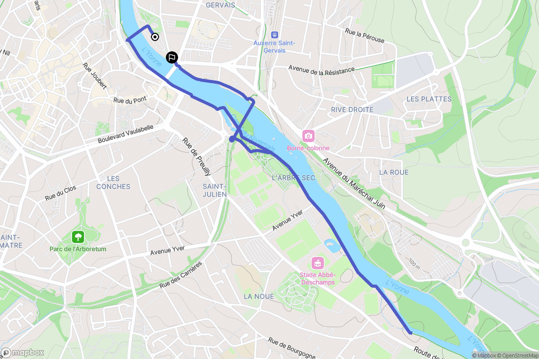 Auxerre : carte du parcours de randonnée - France