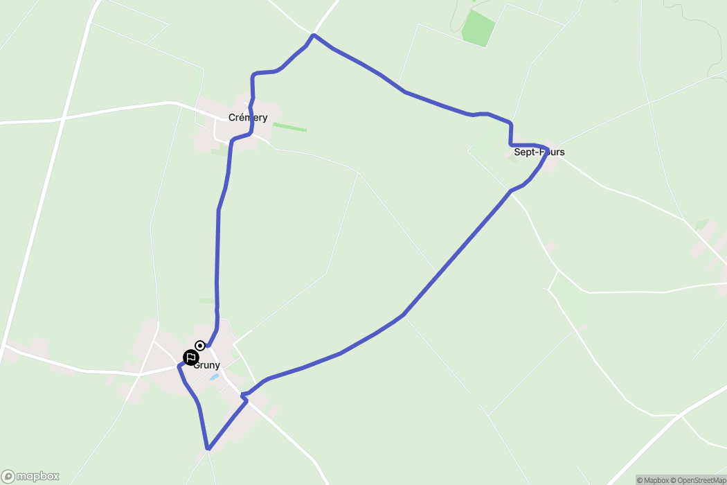 Gruny : carte du parcours de randonnée - France