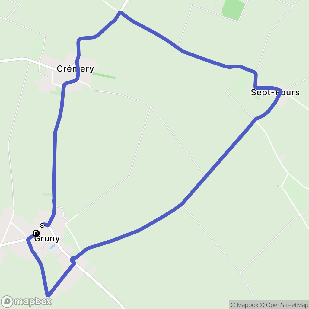 Gruny : carte du parcours de randonnée - France