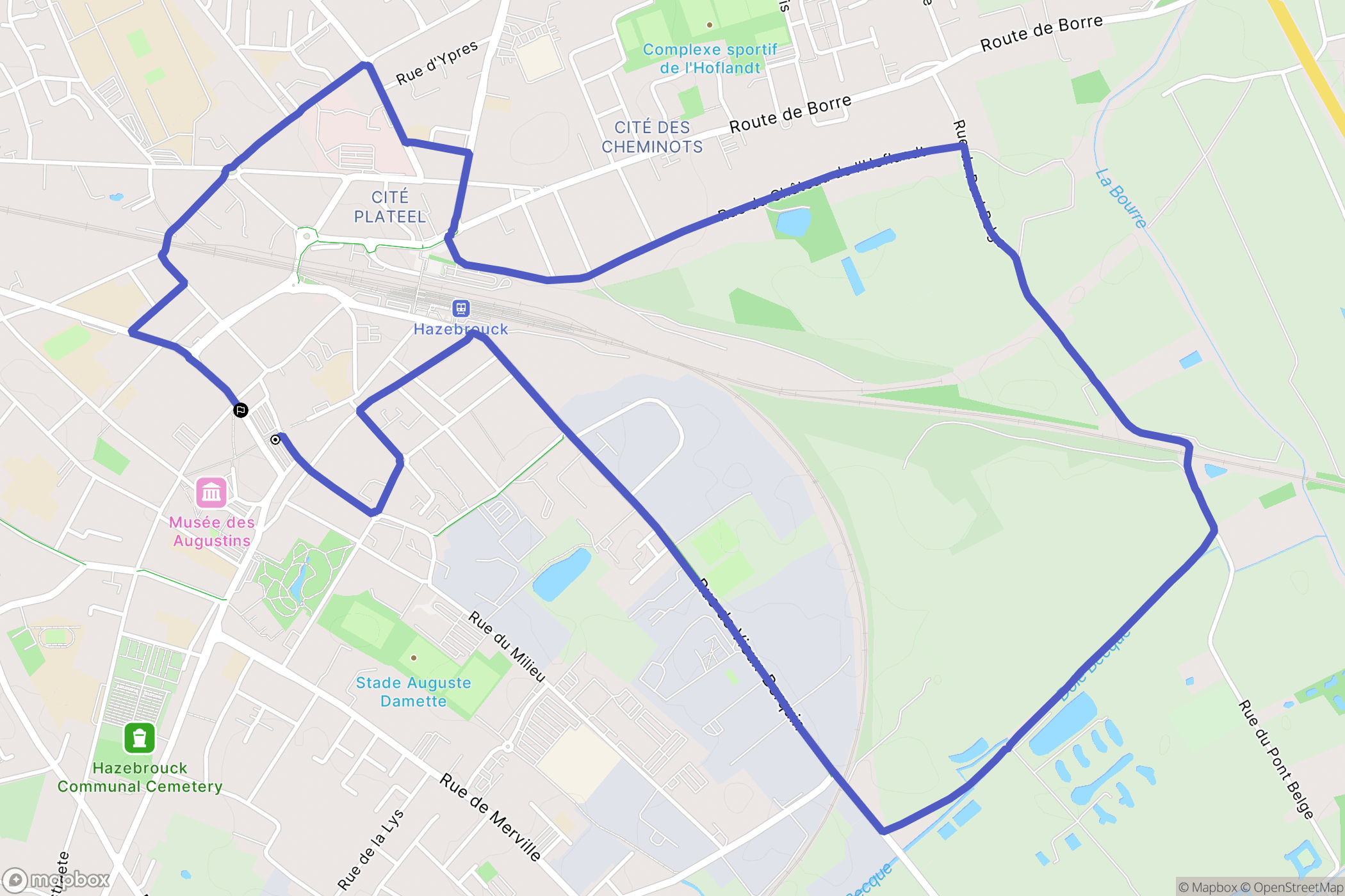 Hazebrouck : carte du parcours de randonnée - France