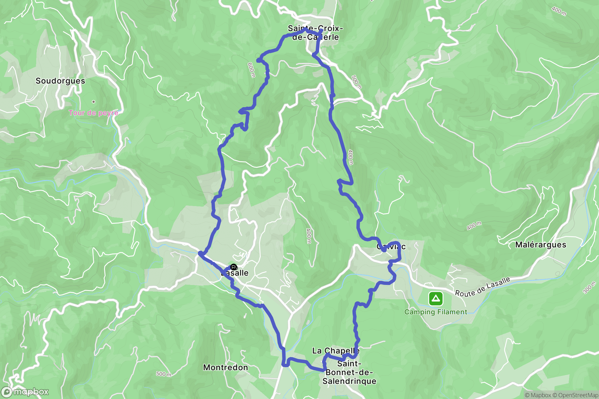 Lasalle : carte du parcours de randonnée - France