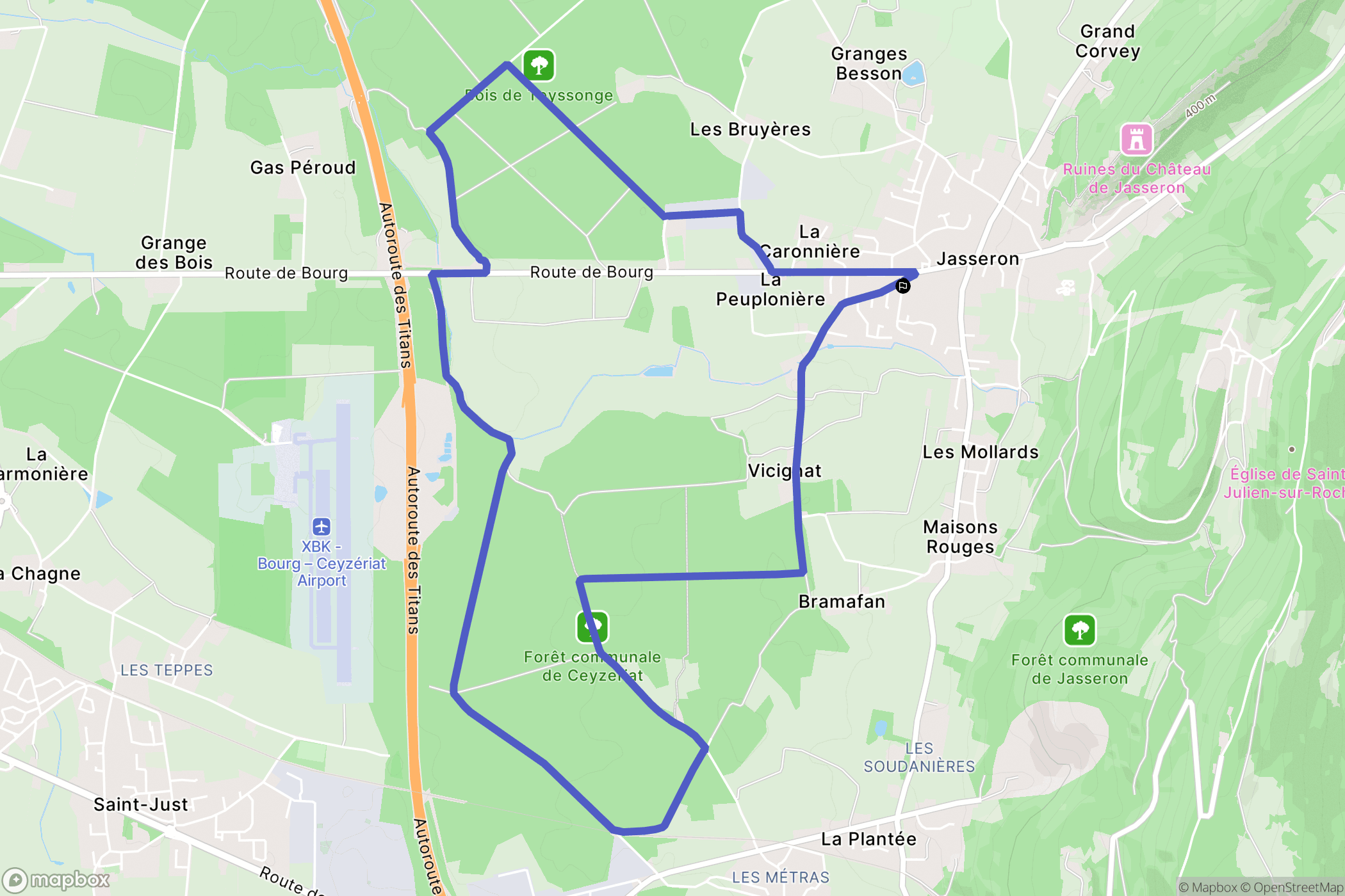 Jasseron : carte du parcours de randonnée - France