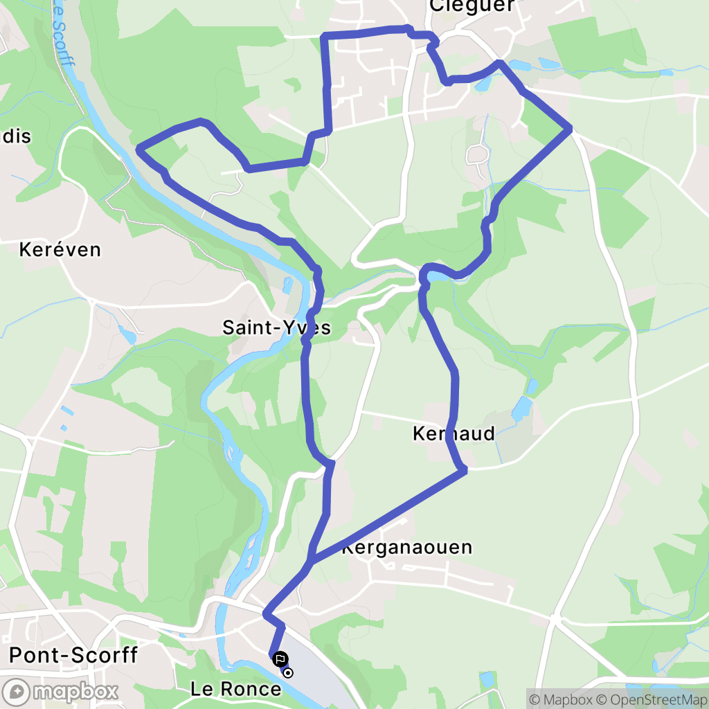Cléguer : carte du parcours de randonnée - France