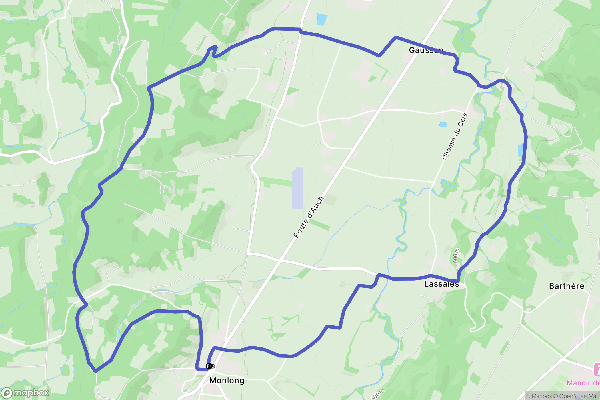 Monlong : carte du parcours de randonnée - France