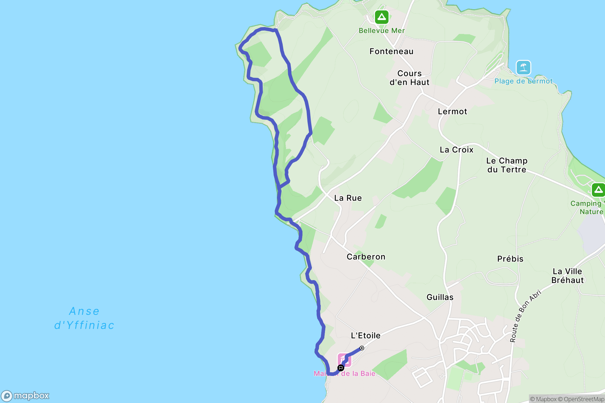 Hillion : carte du parcours de randonnée - France