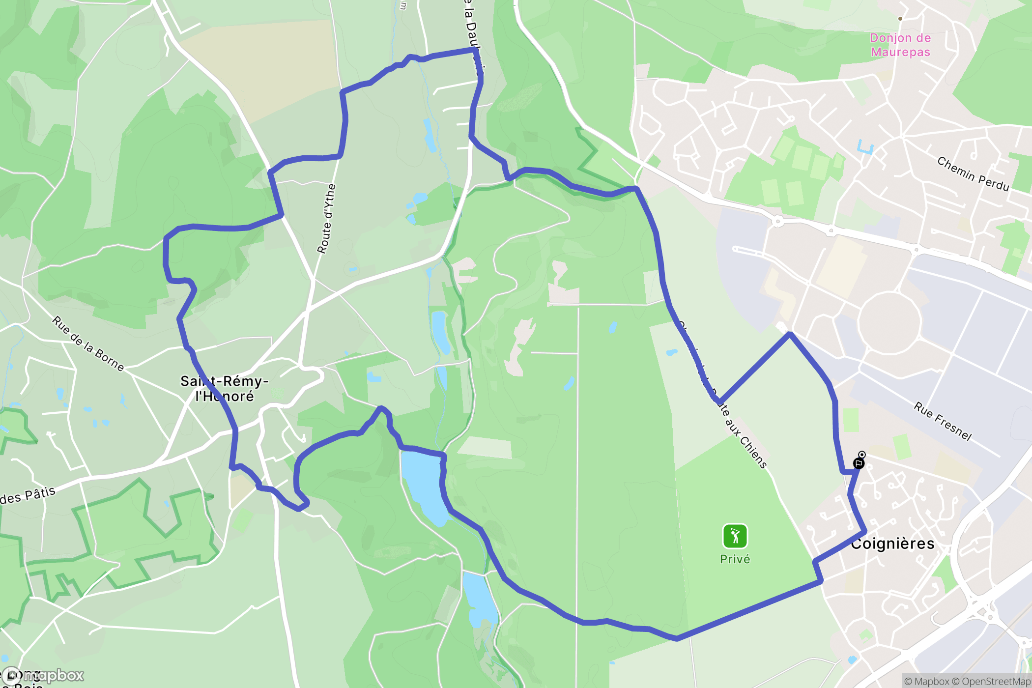 Coignières : carte du parcours de randonnée - France