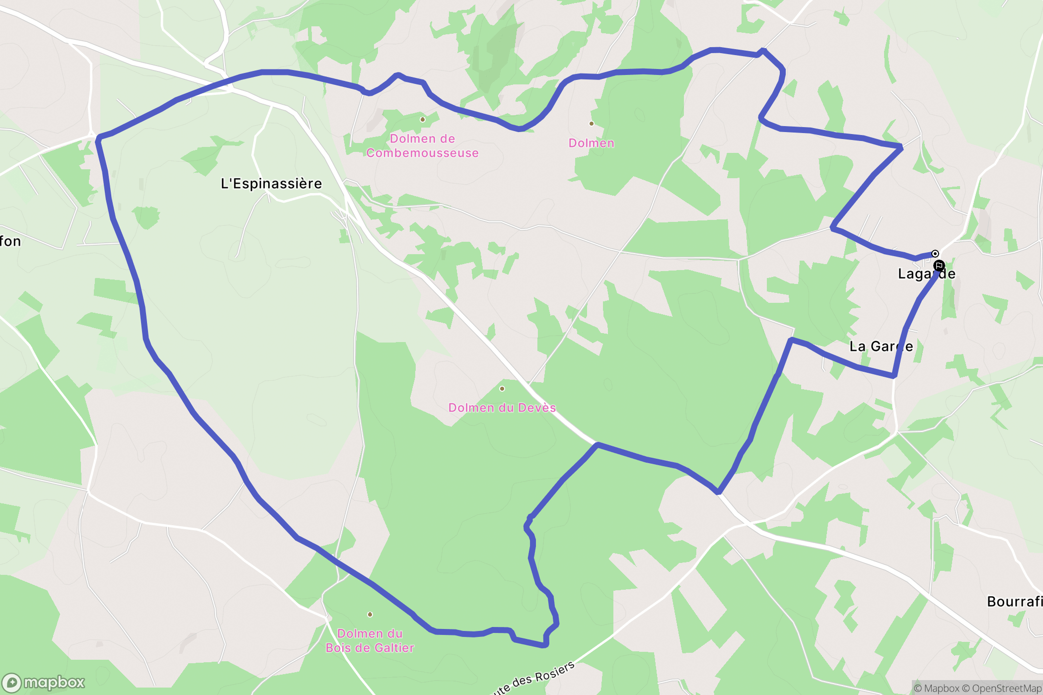 La Capelle-Balaguier : carte du parcours de randonnée - France