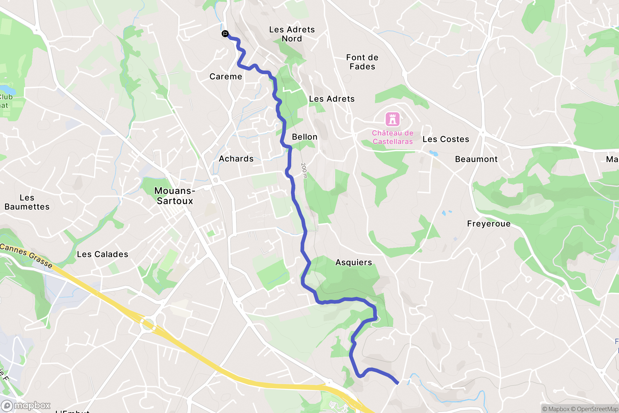 Plascassier : carte du parcours de randonnée - France