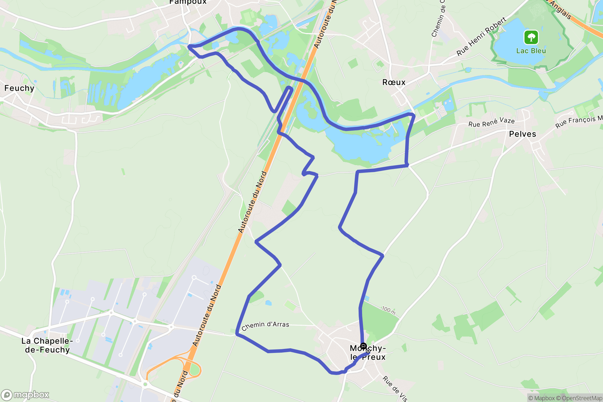 Monchy-le-Preux : carte du parcours de randonnée - France