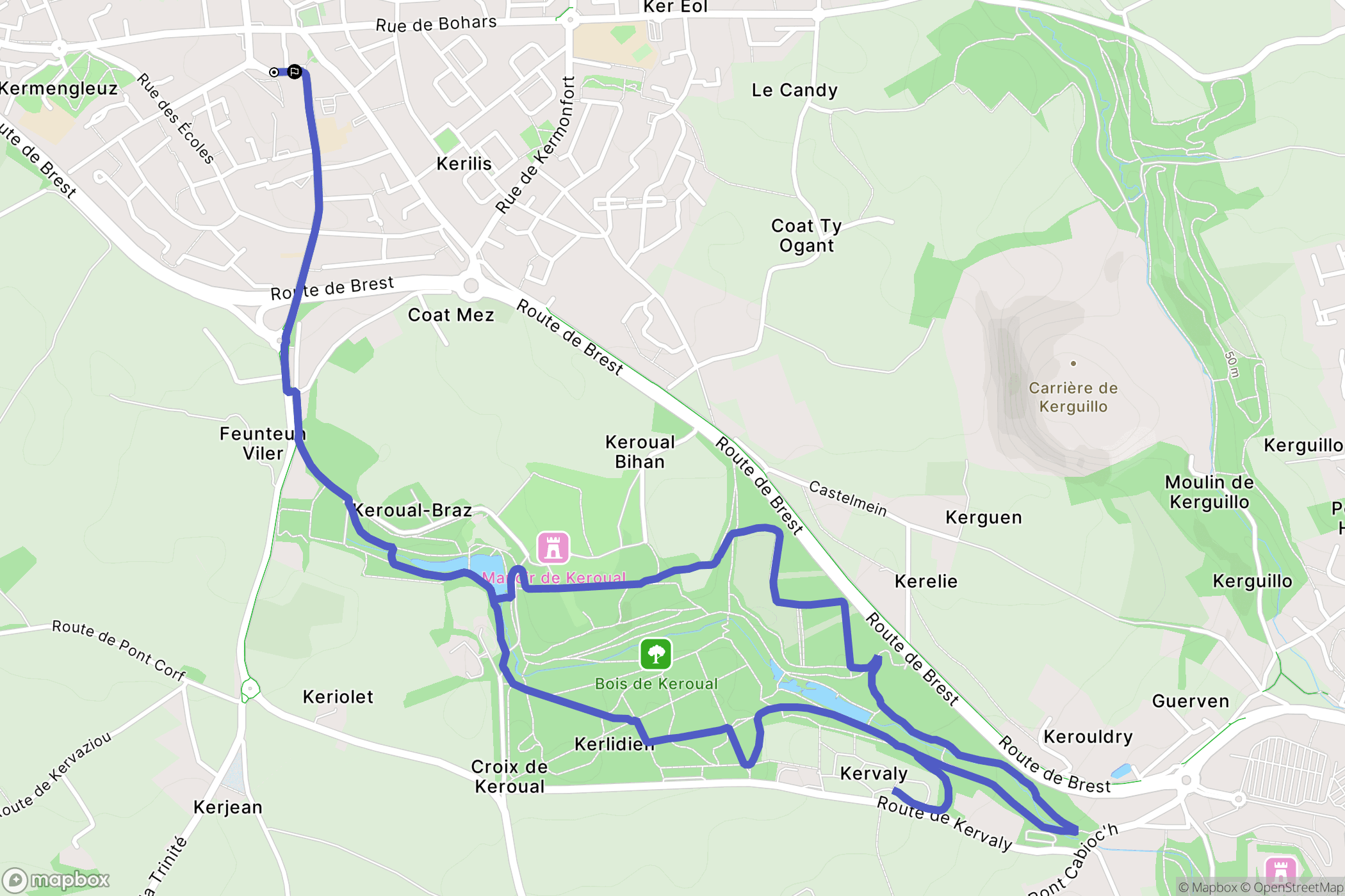 Guilers : carte du parcours de randonnée - France
