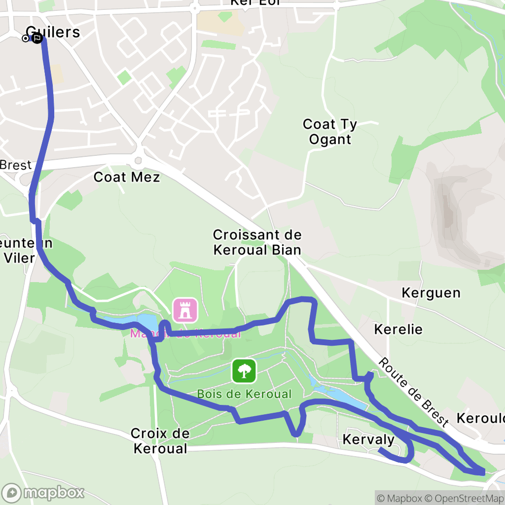 Guilers : carte du parcours de randonnée - France