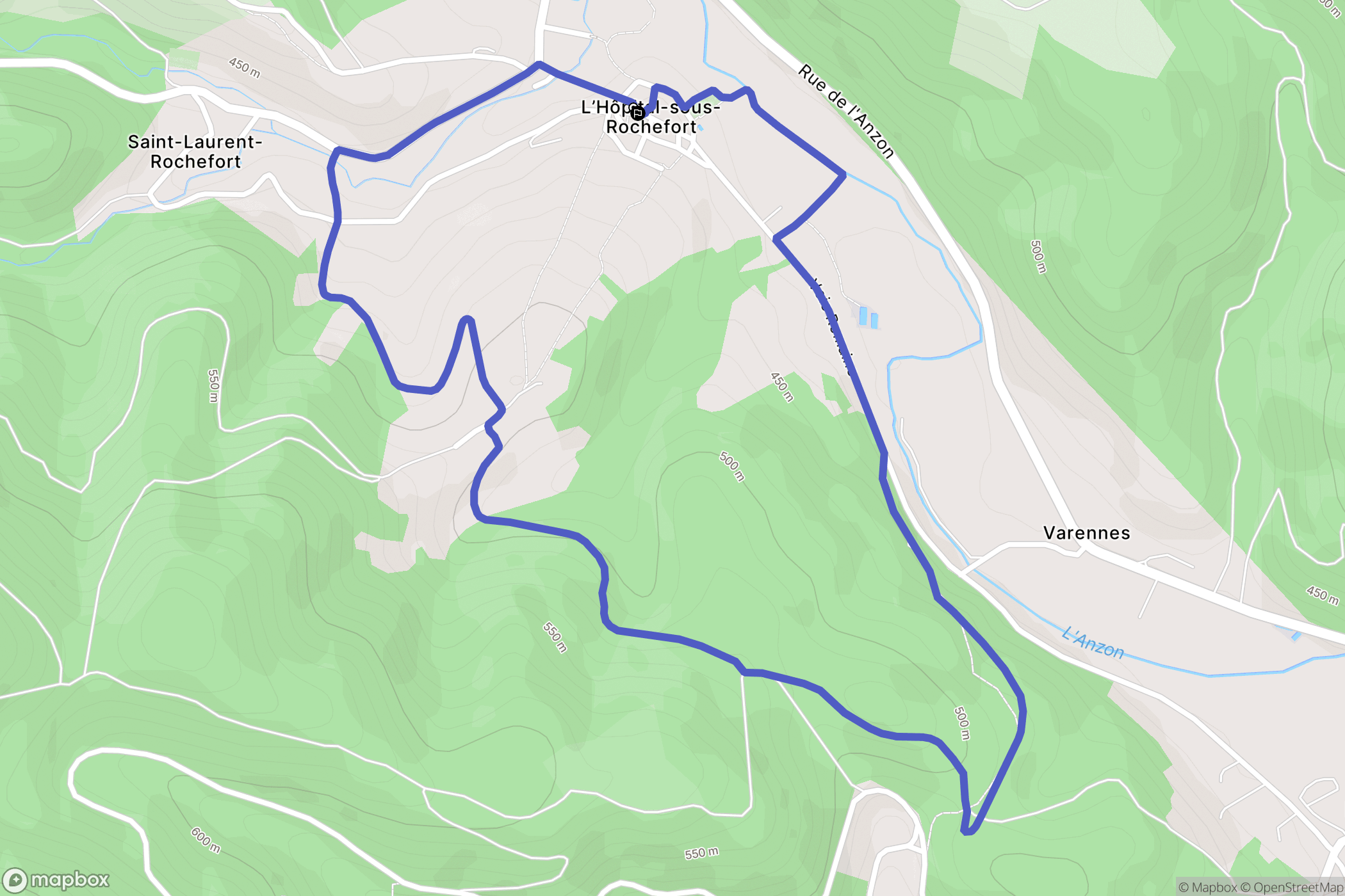 L'Hopital sous Rochefort : carte du parcours de randonnée - France