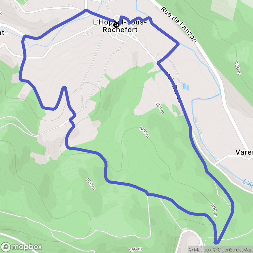 L'Hopital sous Rochefort : carte du parcours de randonnée - France