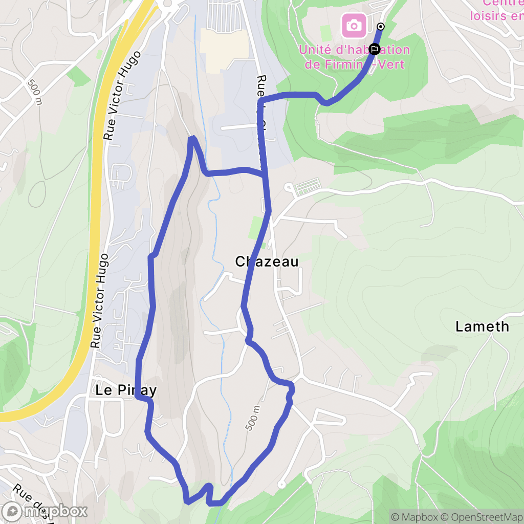 Firminy : carte du parcours de randonnée - France