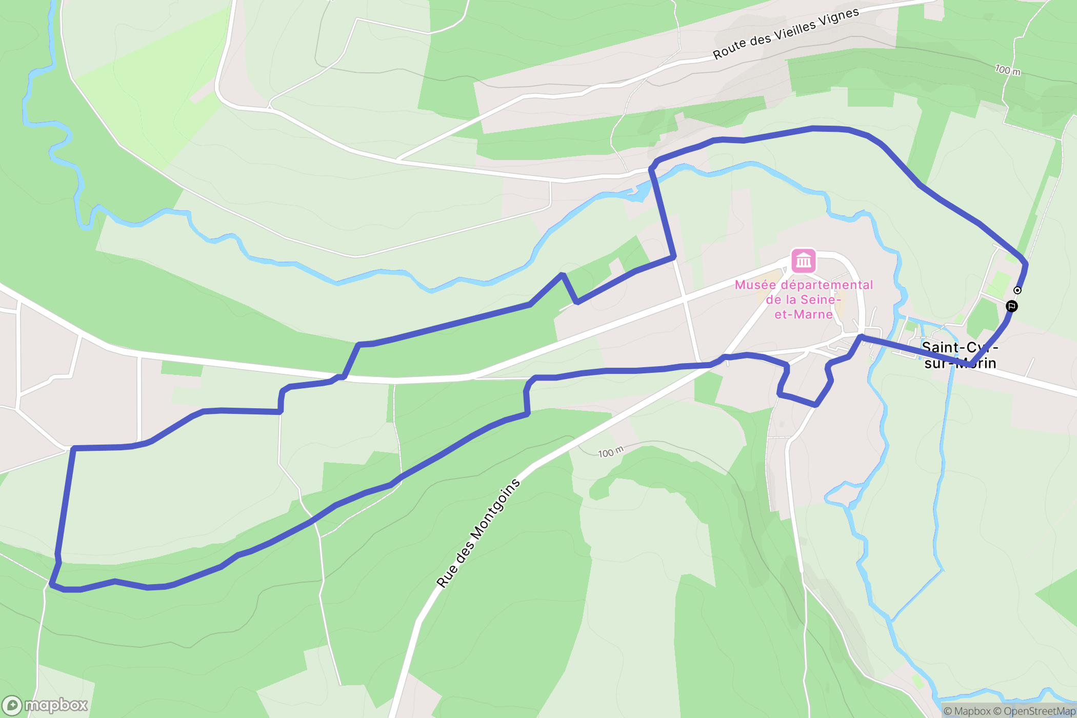Saint-Cyr-sur-Morin : carte du parcours de randonnée - France