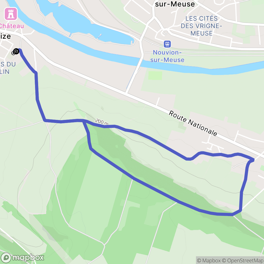 Flize : carte du parcours de randonnée - France