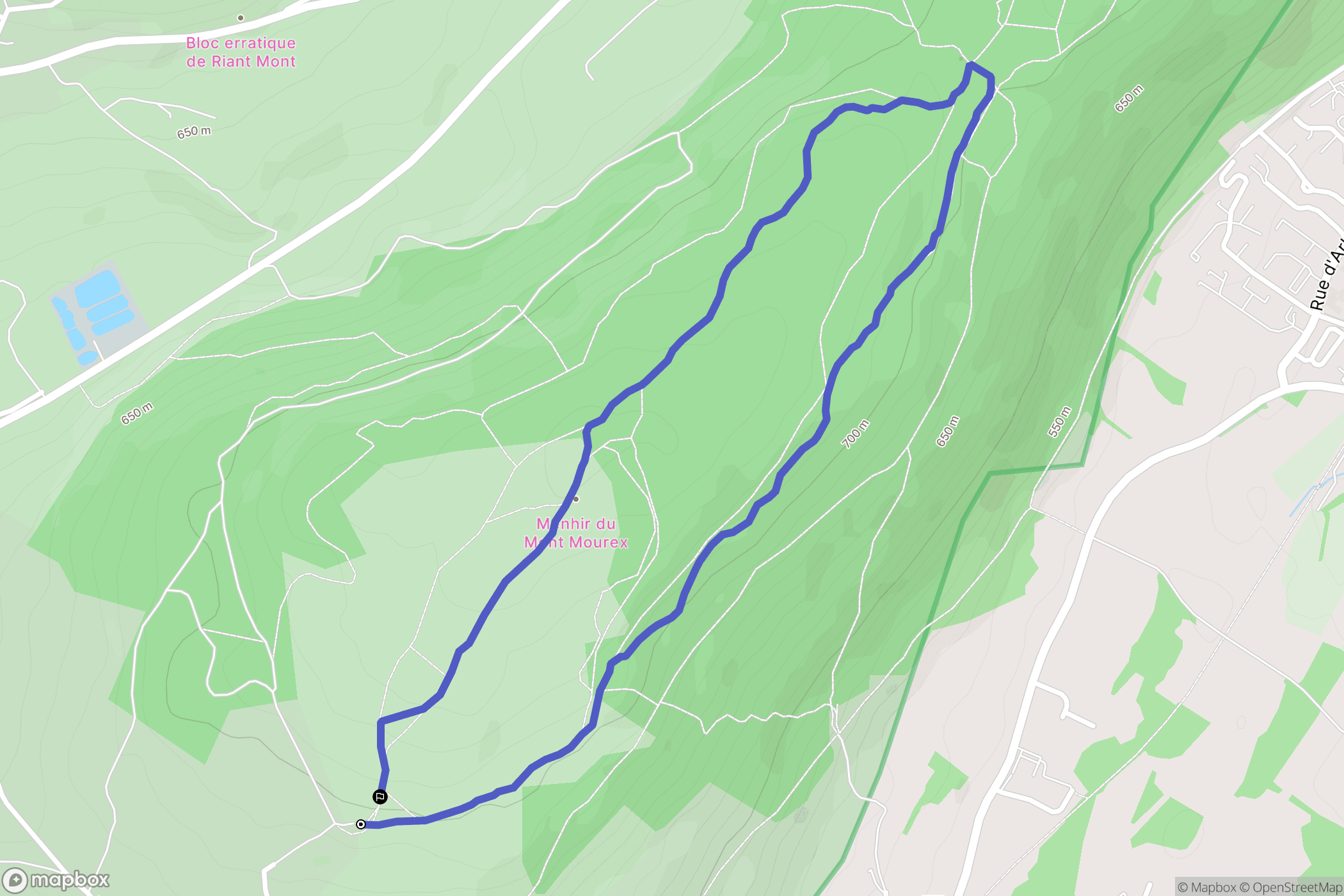 Grilly : carte du parcours de randonnée - France