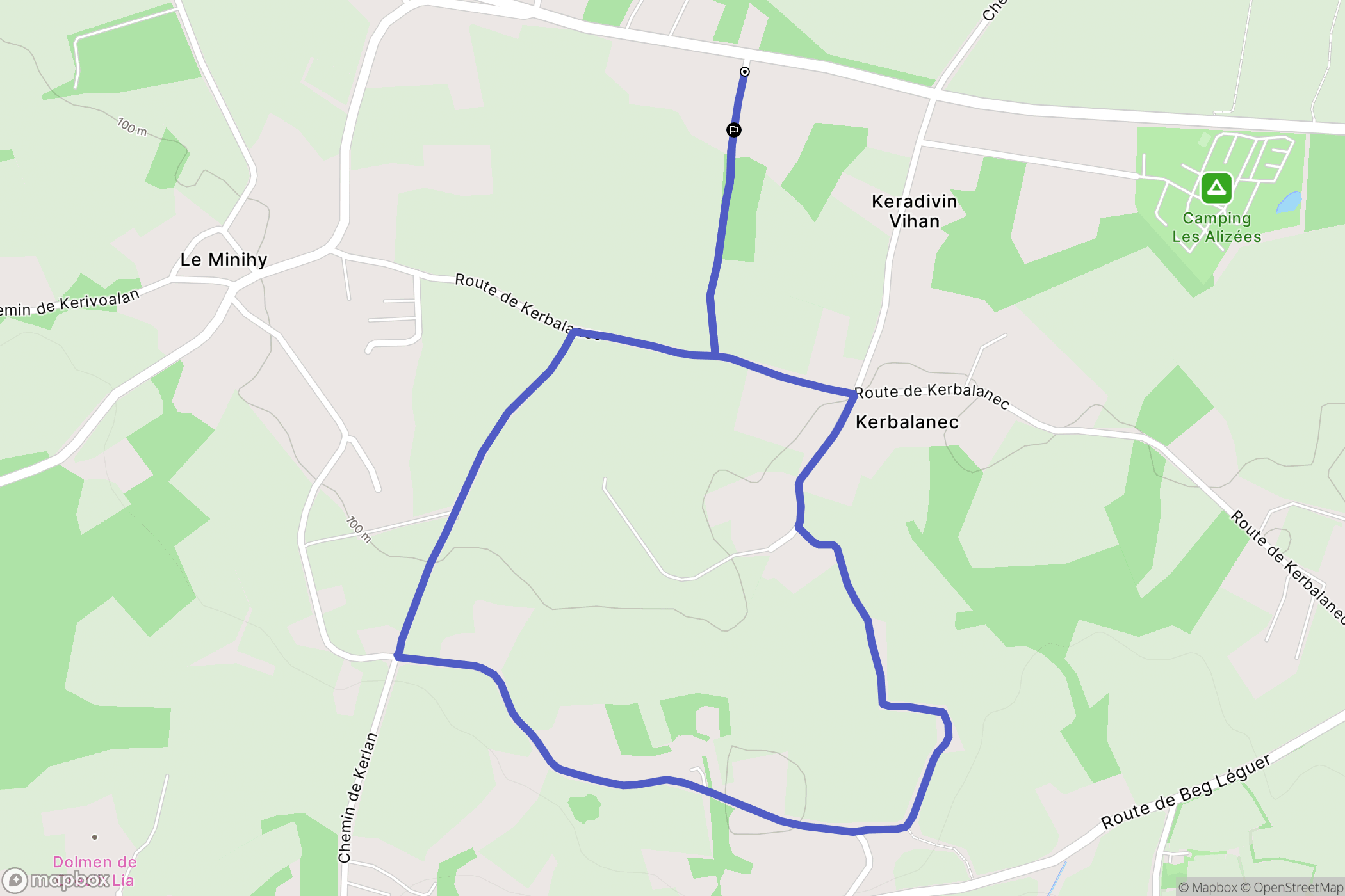 Lannion : carte du parcours de randonnée - France