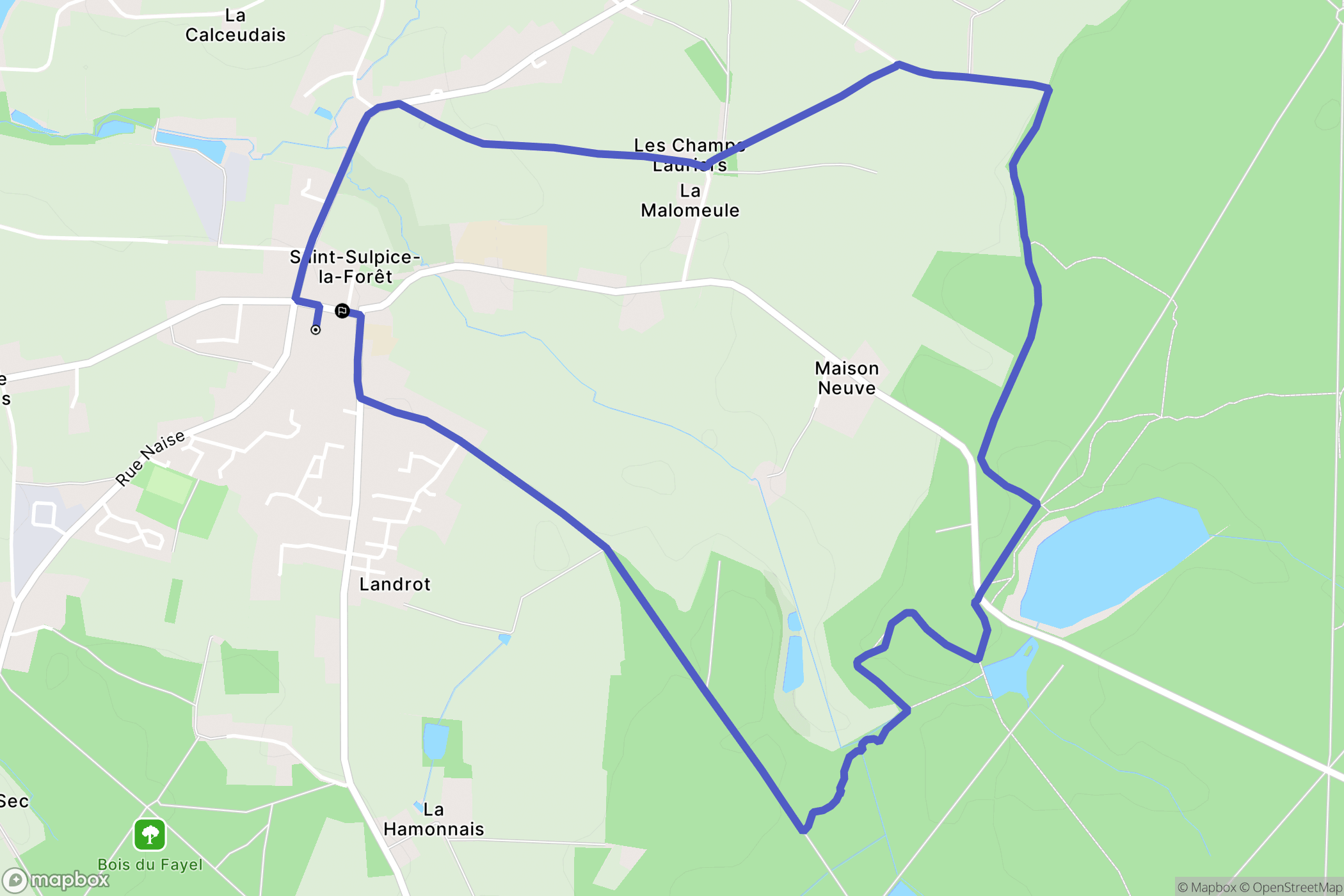 Saint-Sulpice-la-Forêt : carte du parcours de randonnée - France