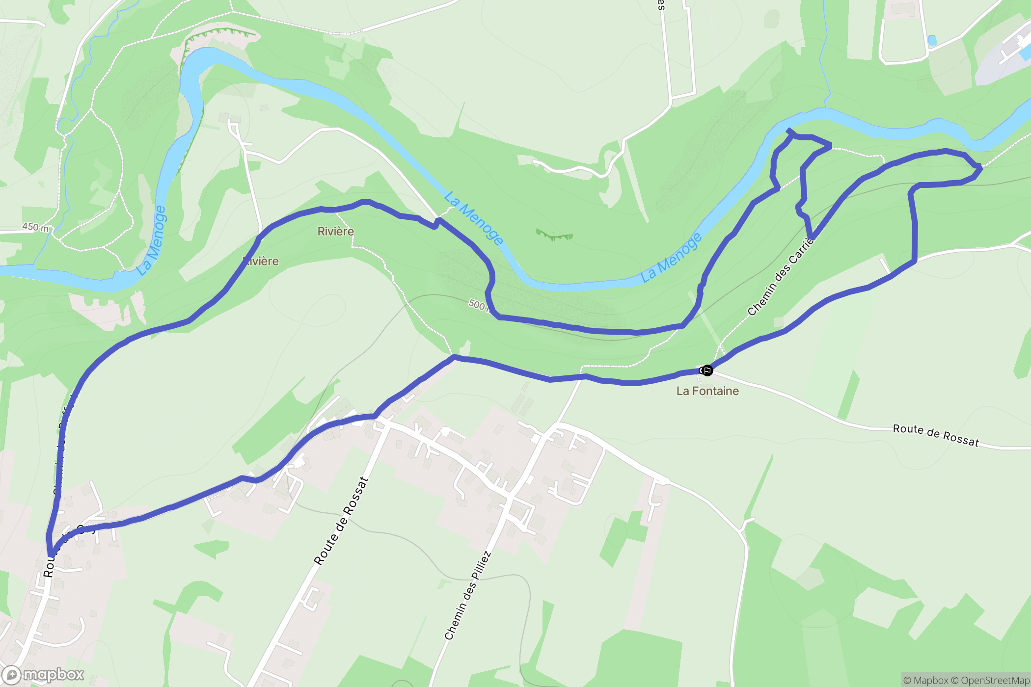 Rossat : carte du parcours de randonnée - France