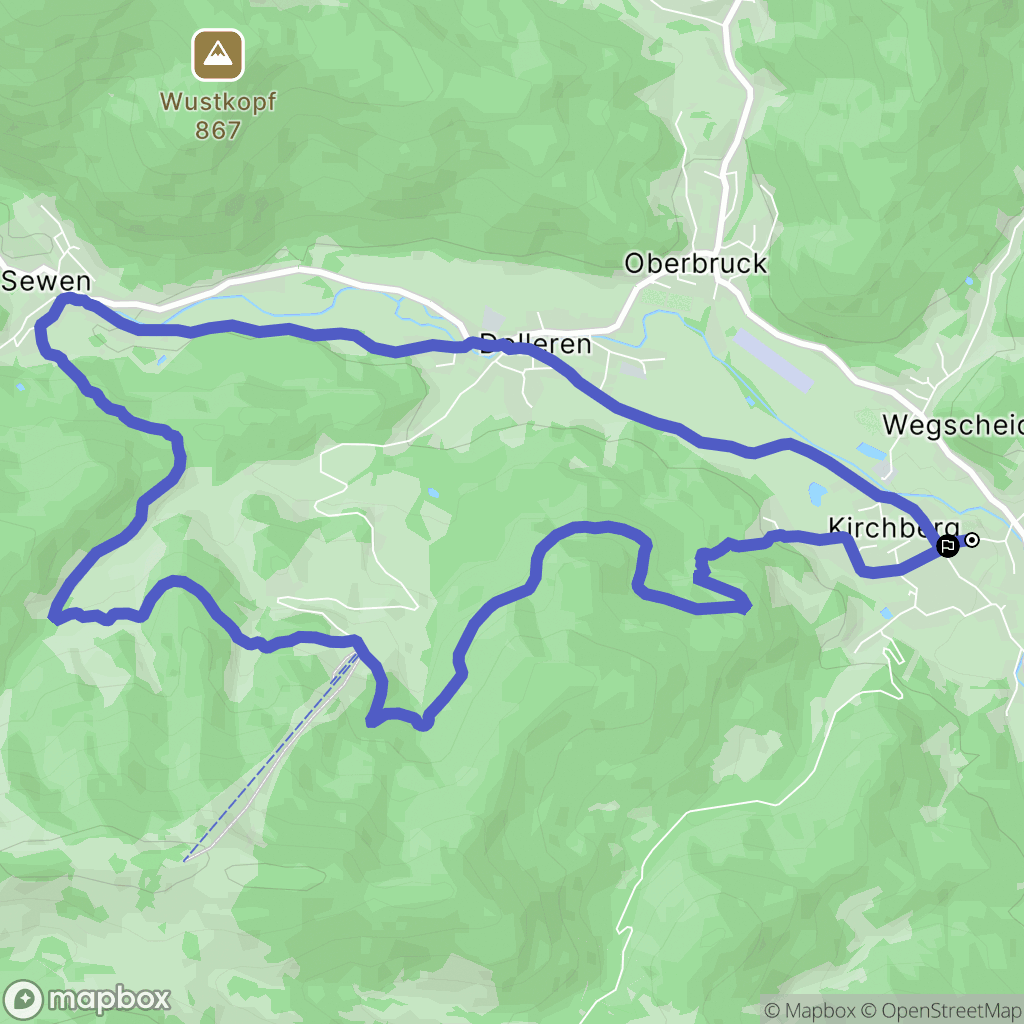 Kirchberg : carte du parcours de randonnée - France