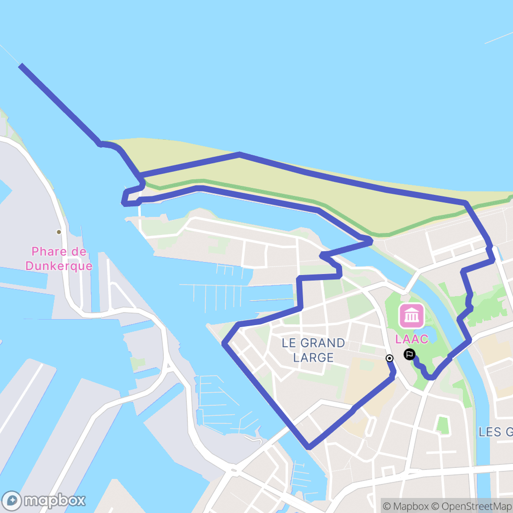 Dunkerque : carte du parcours de randonnée - France