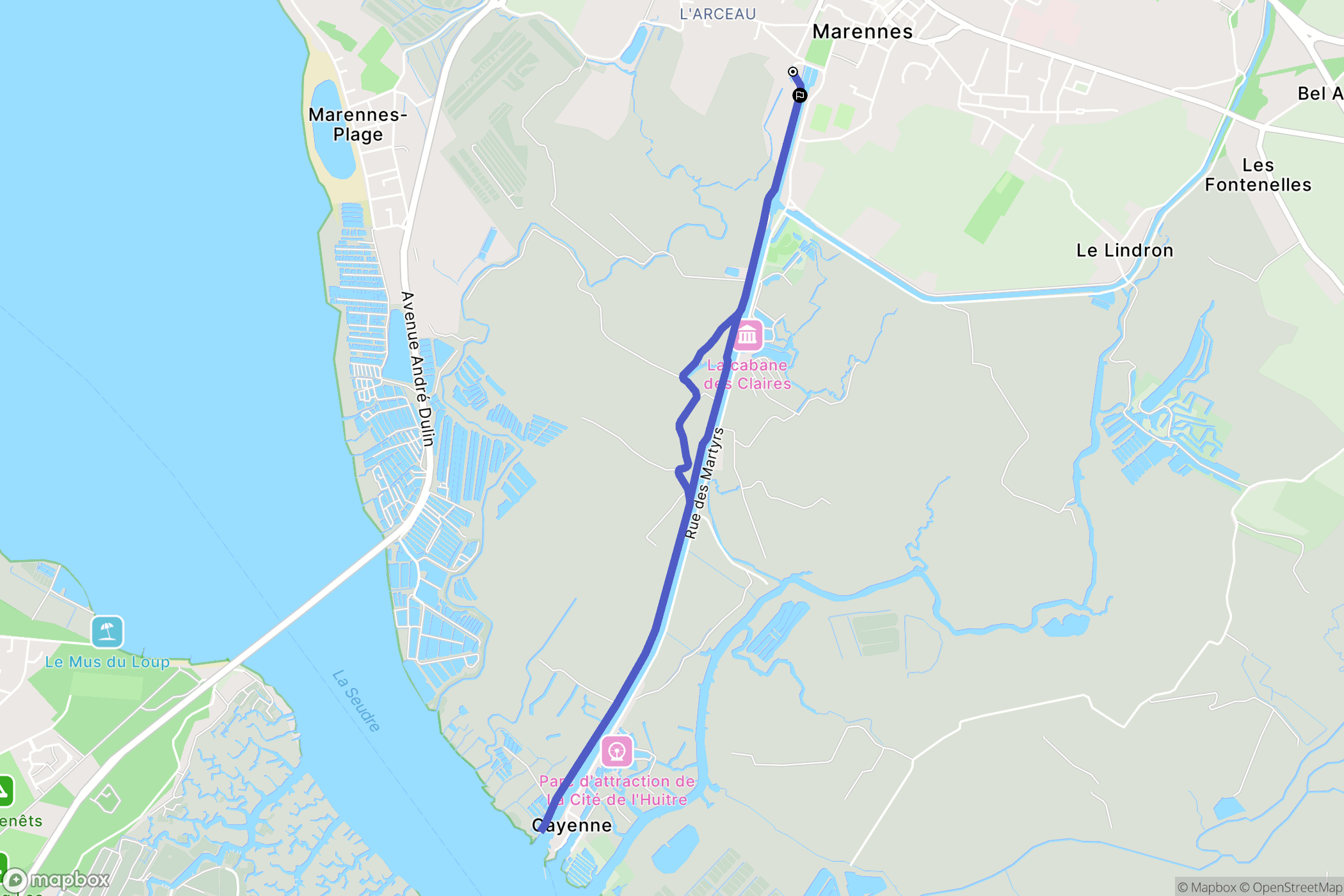 Marennes-Hiers-Brouage : carte du parcours de randonnée - France