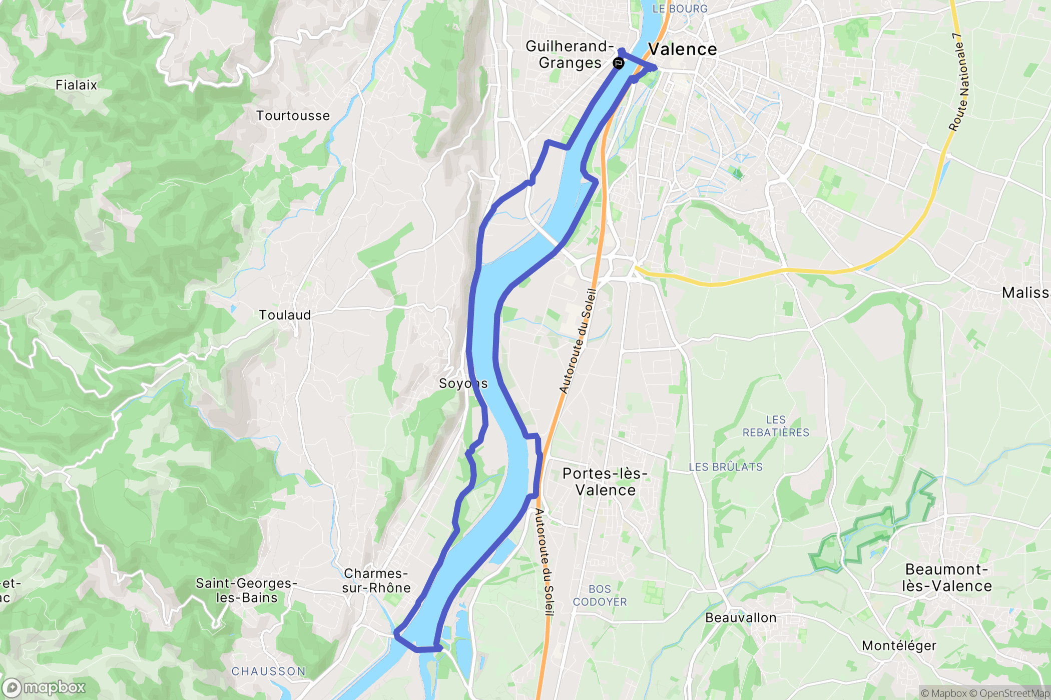 Guilherand-Granges : carte du parcours de randonnée - France