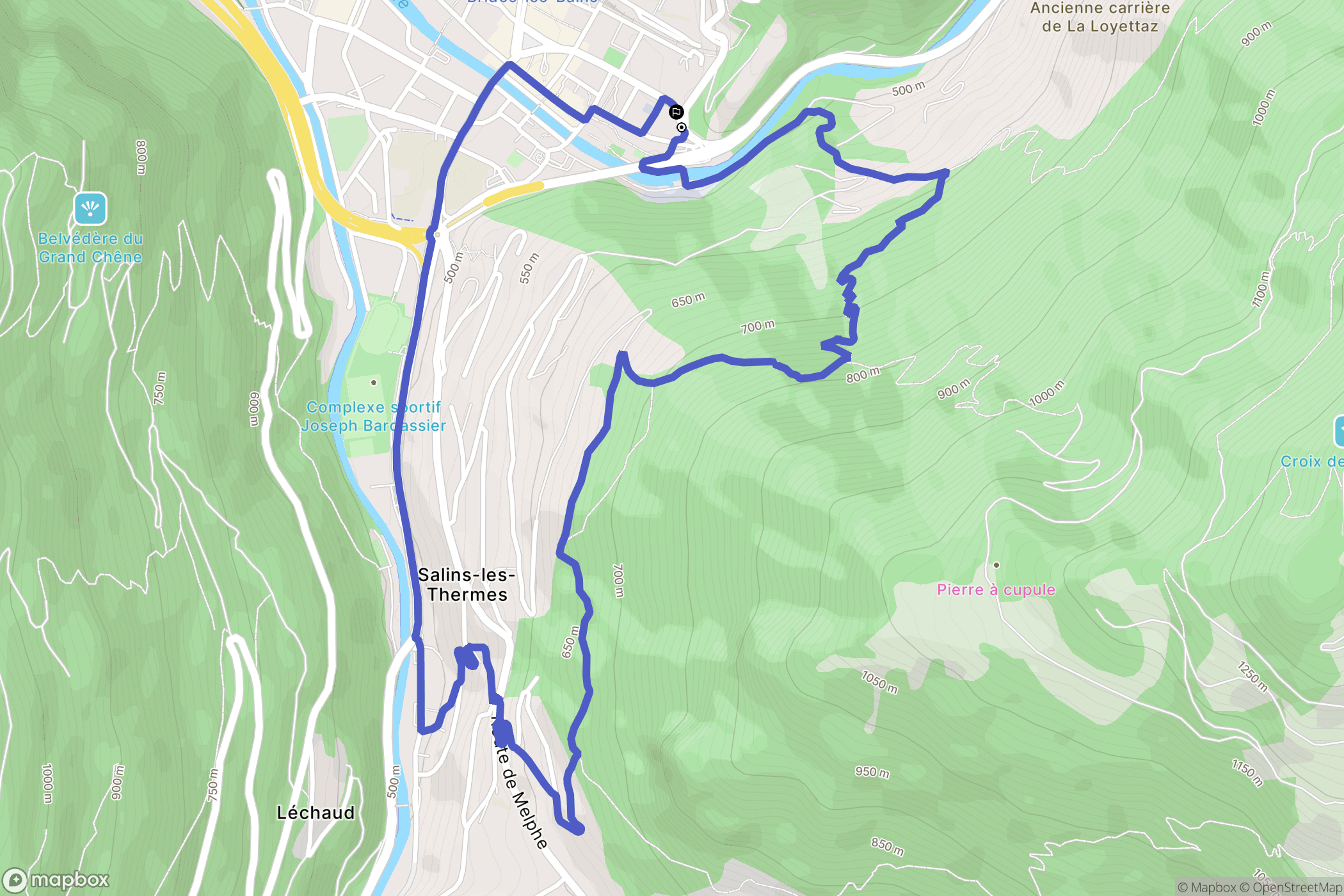 Moutiers : carte du parcours de randonnée - France