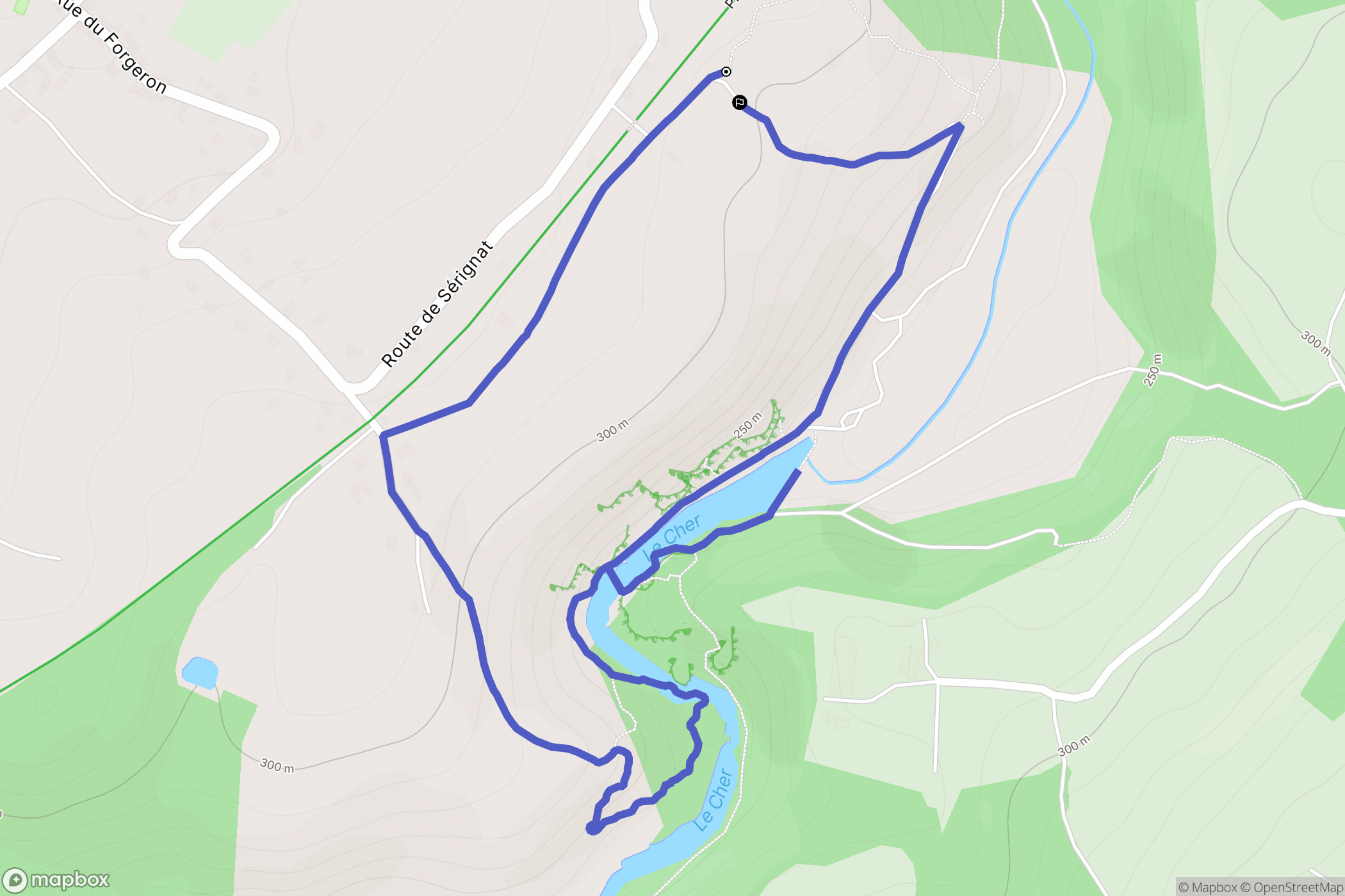 Lignerolles : carte du parcours de randonnée - France