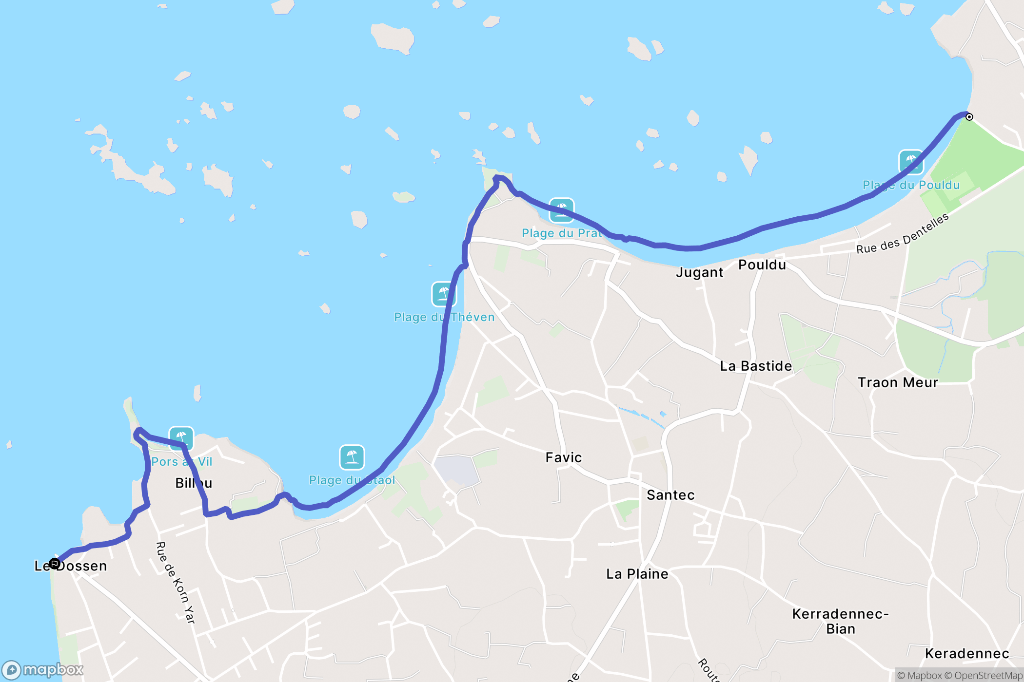 Roscoff : carte du parcours de randonnée - France