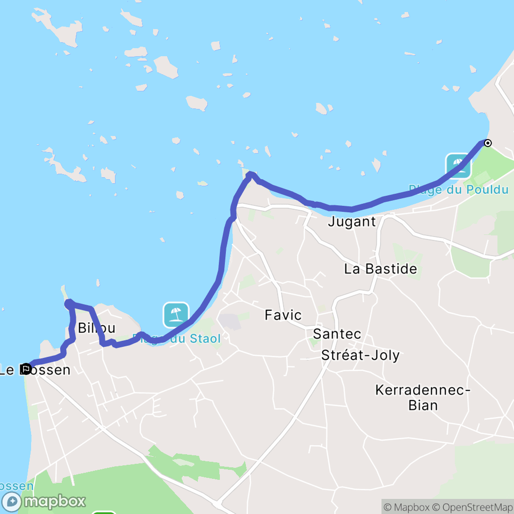 Roscoff : carte du parcours de randonnée - France