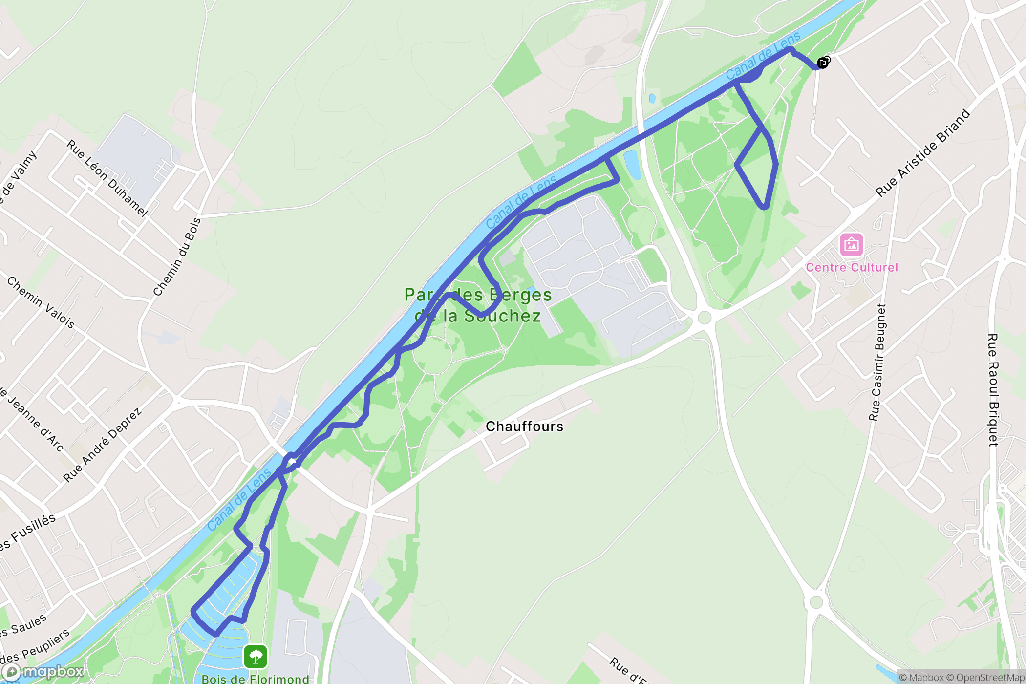 Courrières : carte du parcours de randonnée - France