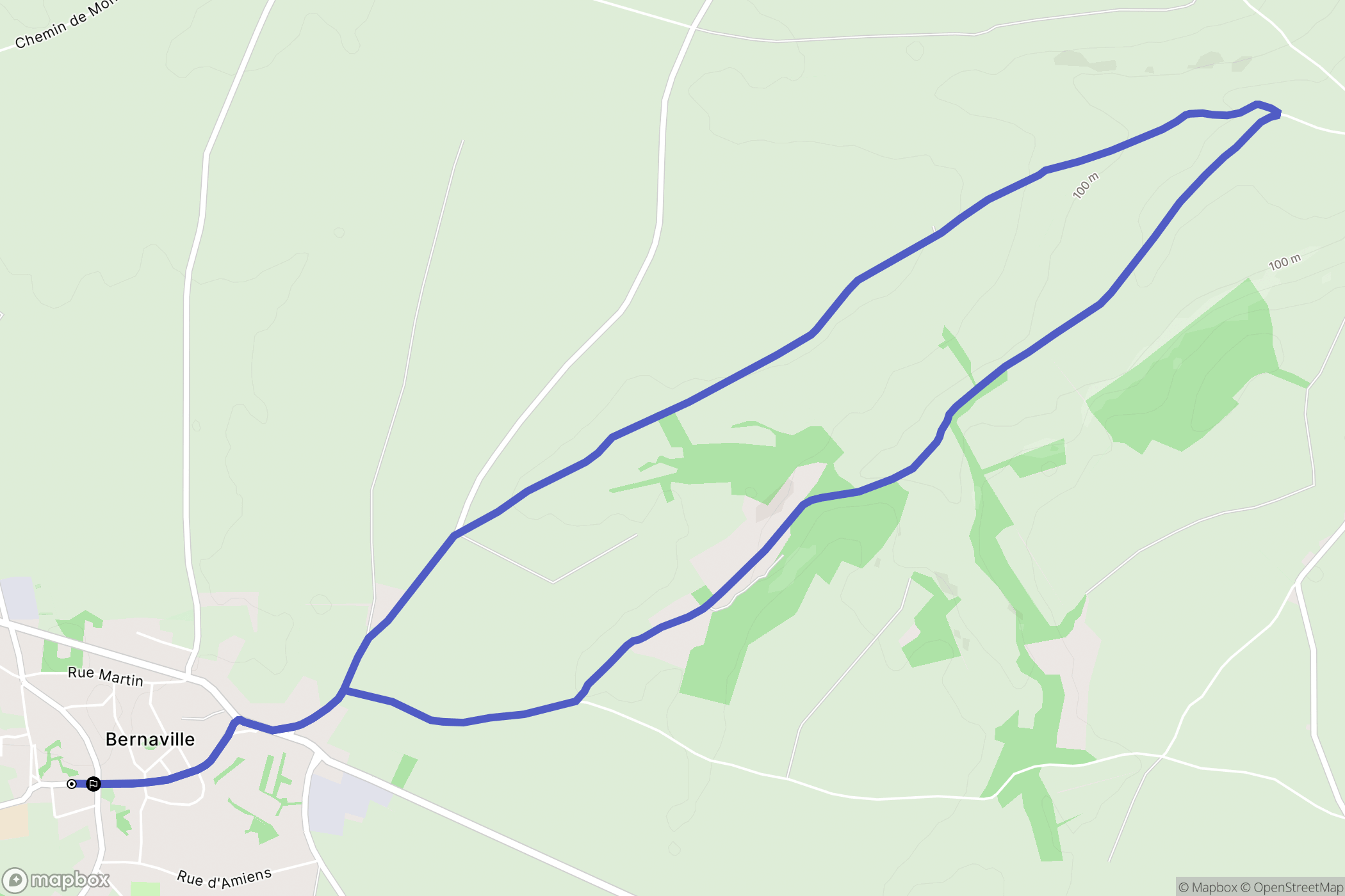 Bernaville : carte du parcours de randonnée - France