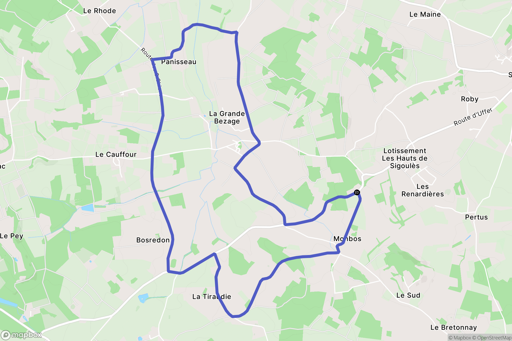 Sigoulès : carte du parcours de randonnée - France