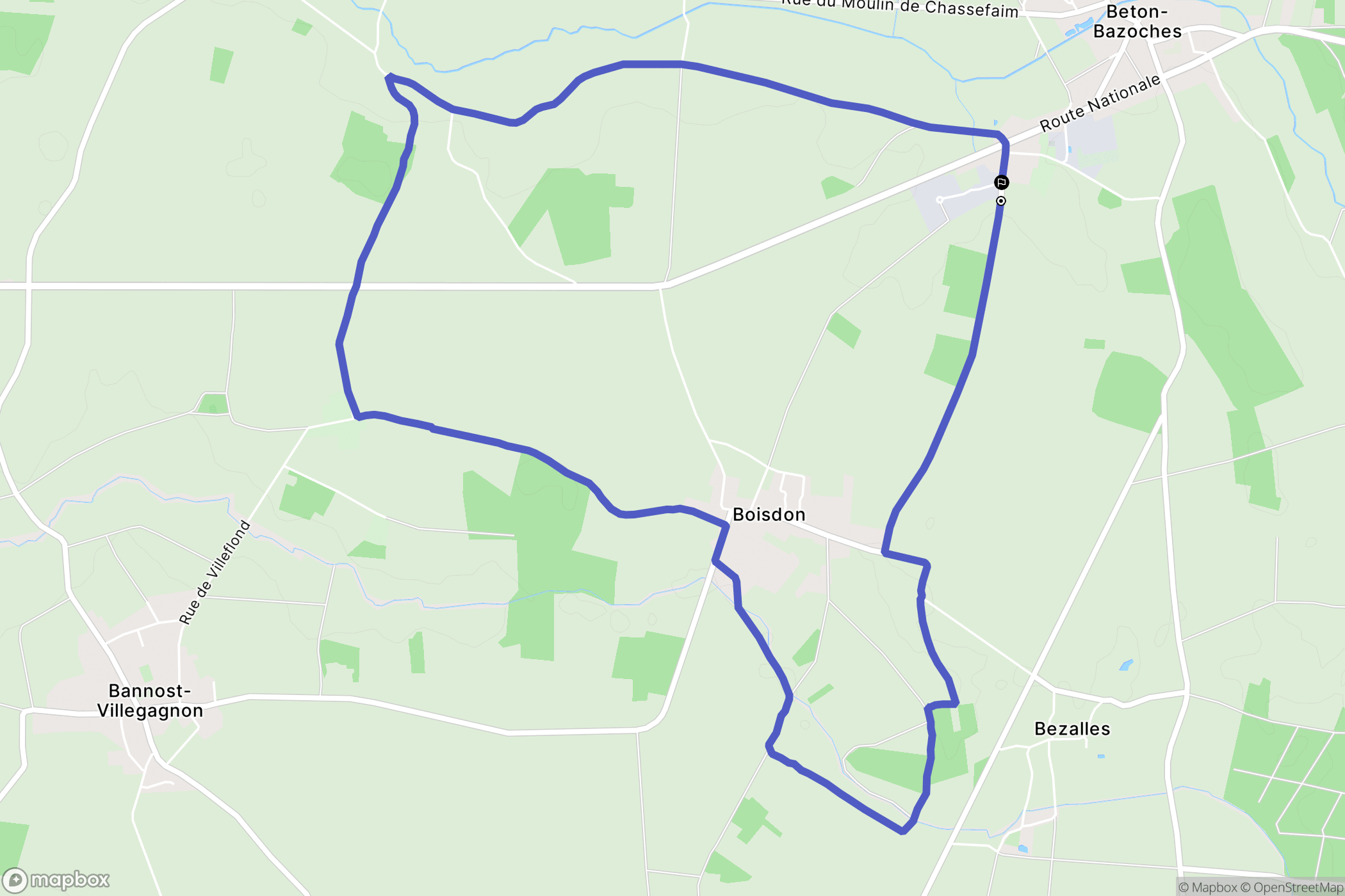 Beton-Bazoches : carte du parcours de randonnée - France