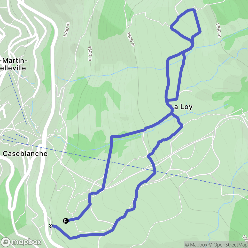 Les Belleville : carte du parcours de randonnée - France