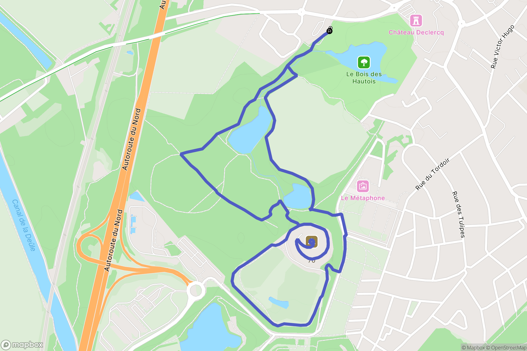 Oignies : carte du parcours de randonnée - France