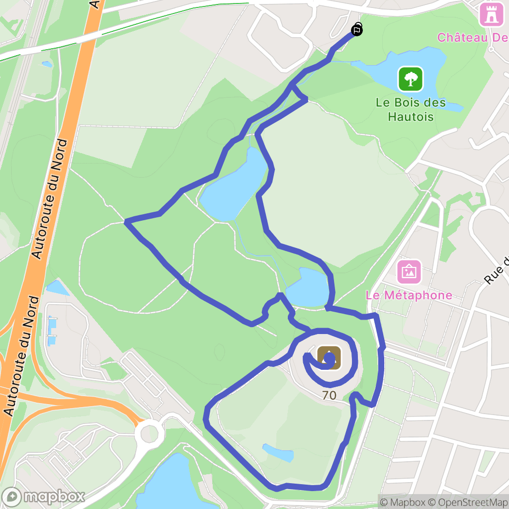 Oignies : carte du parcours de randonnée - France