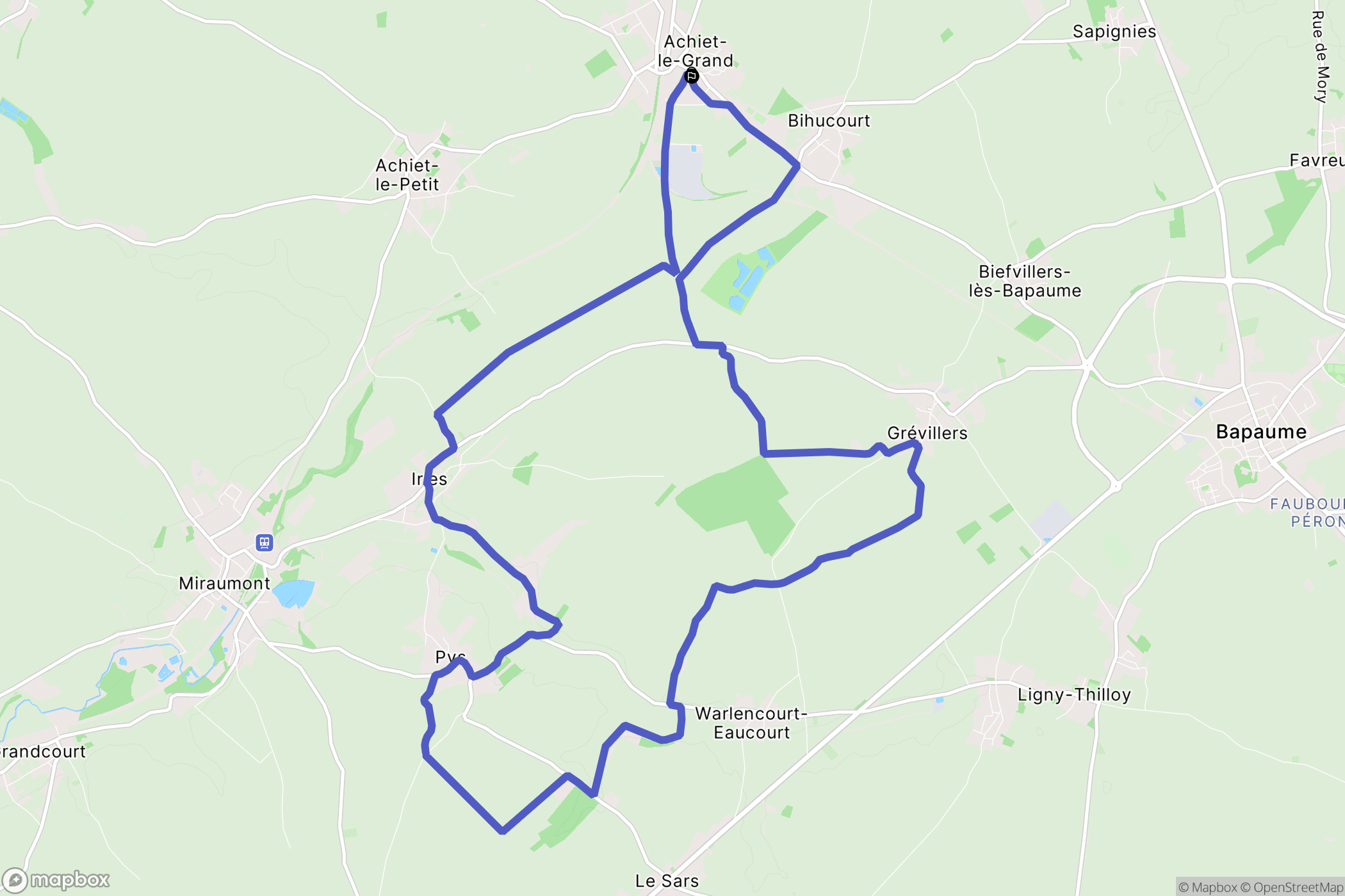Achiet le Grand : carte du parcours de randonnée - France