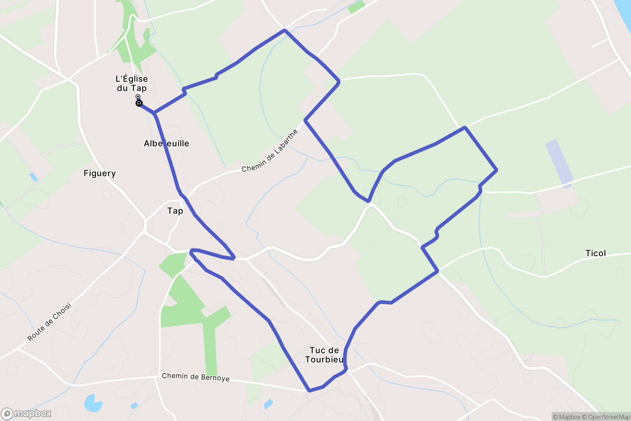 La ville-Dieu-du-Temple : carte du parcours de randonnée - France