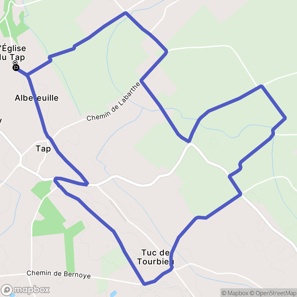 La ville-Dieu-du-Temple : carte du parcours de randonnée - France