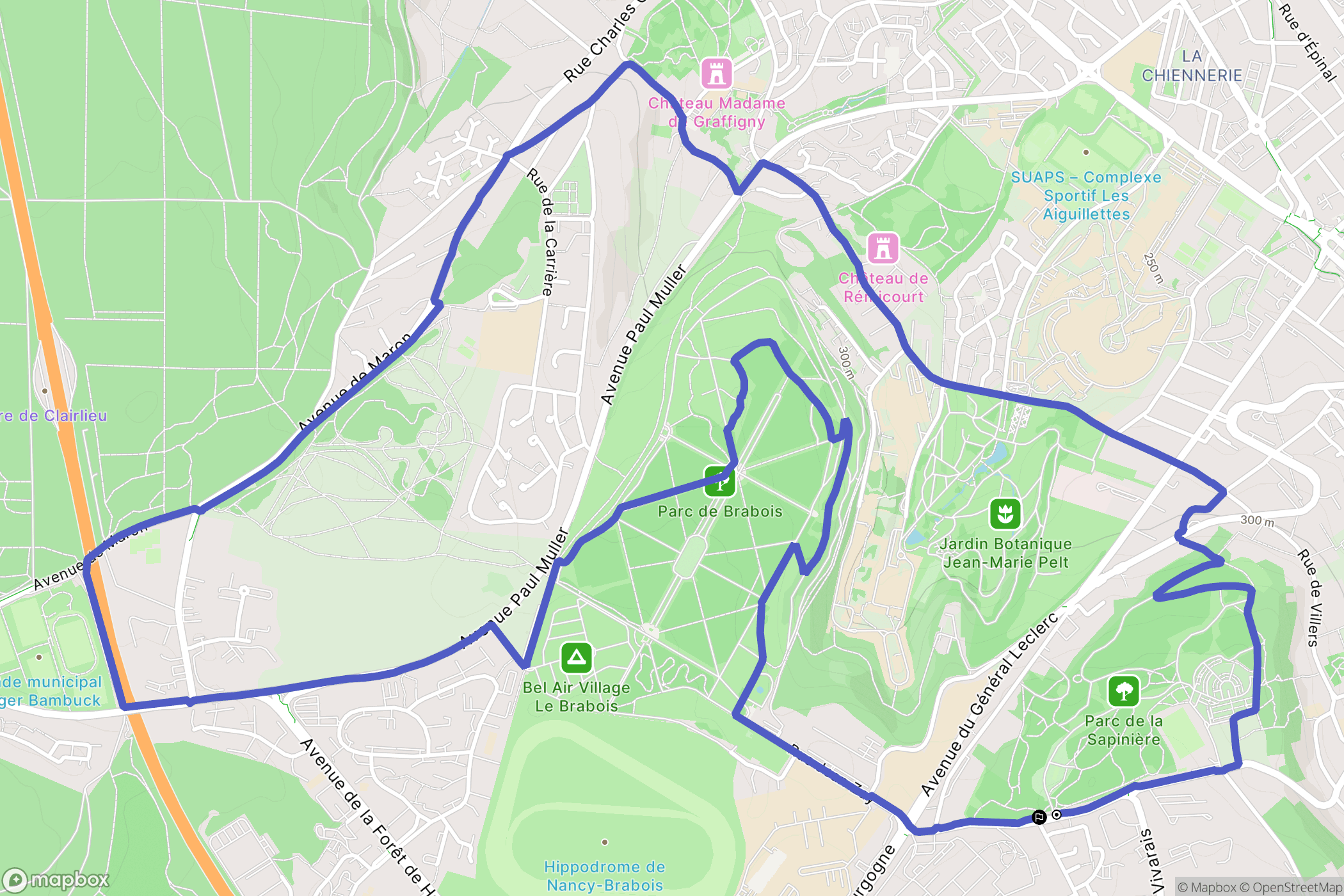 Vandœuvre-lès-Nancy : carte du parcours de randonnée - France