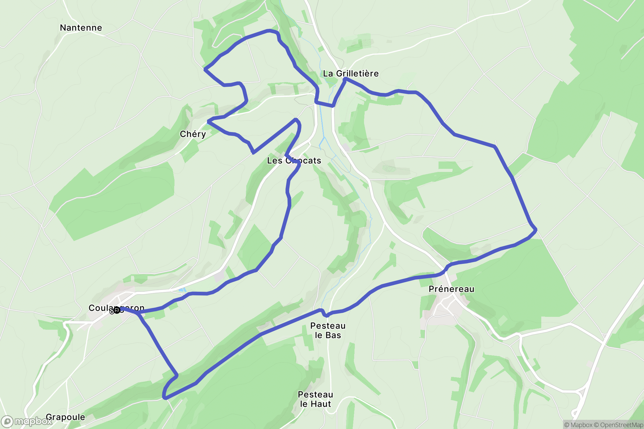 Coulangeron : carte du parcours de randonnée - France