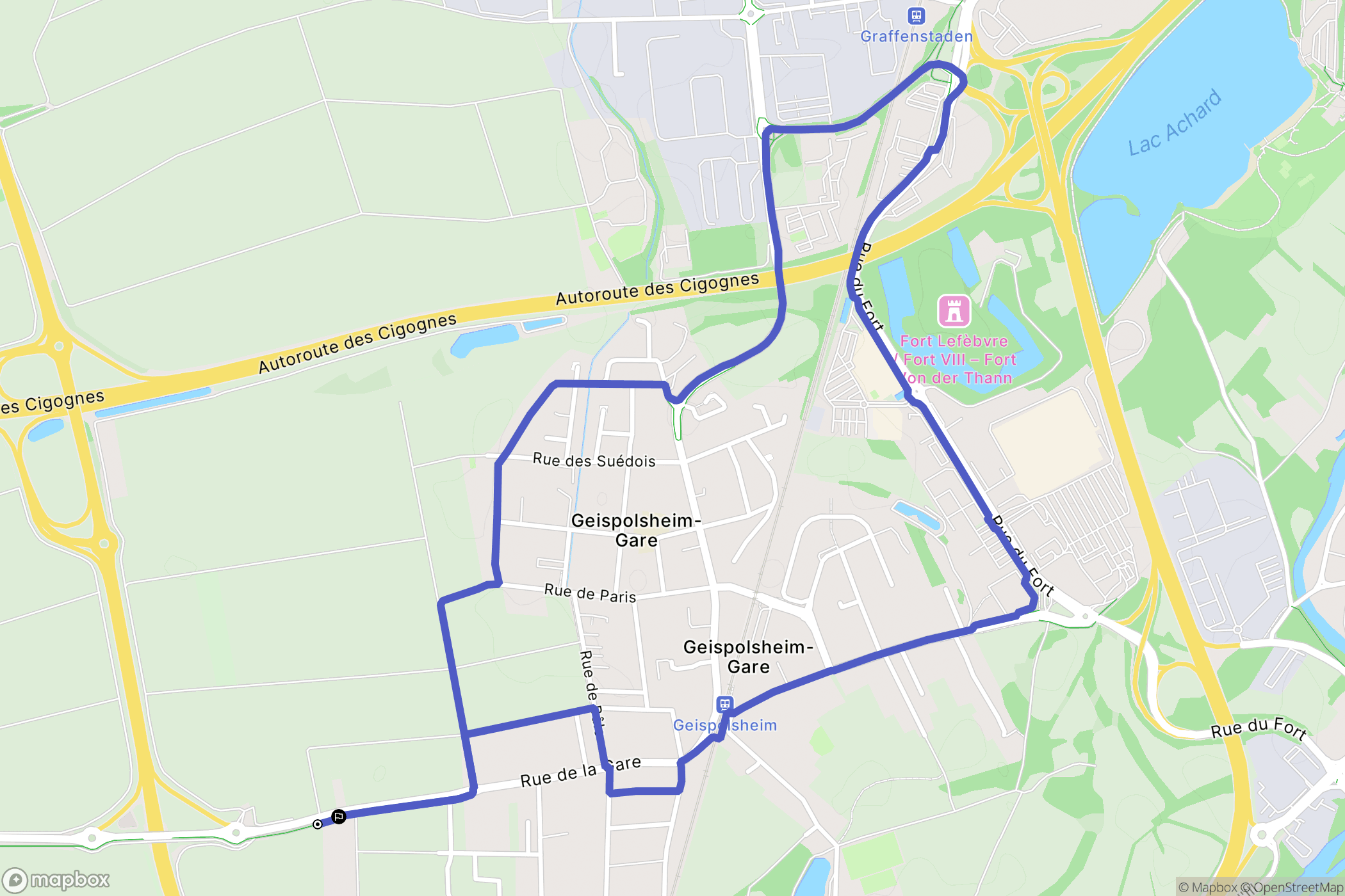 Geispolsheim : carte du parcours de randonnée - France