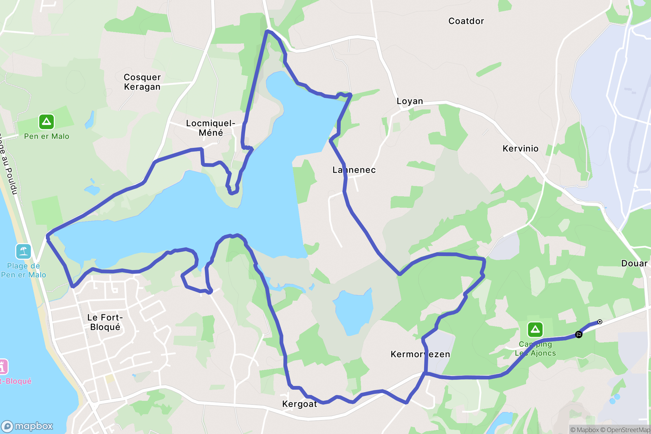 Ploemeur : carte du parcours de randonnée - France