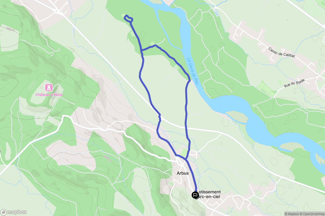 Arbus : carte du parcours de randonnée - France