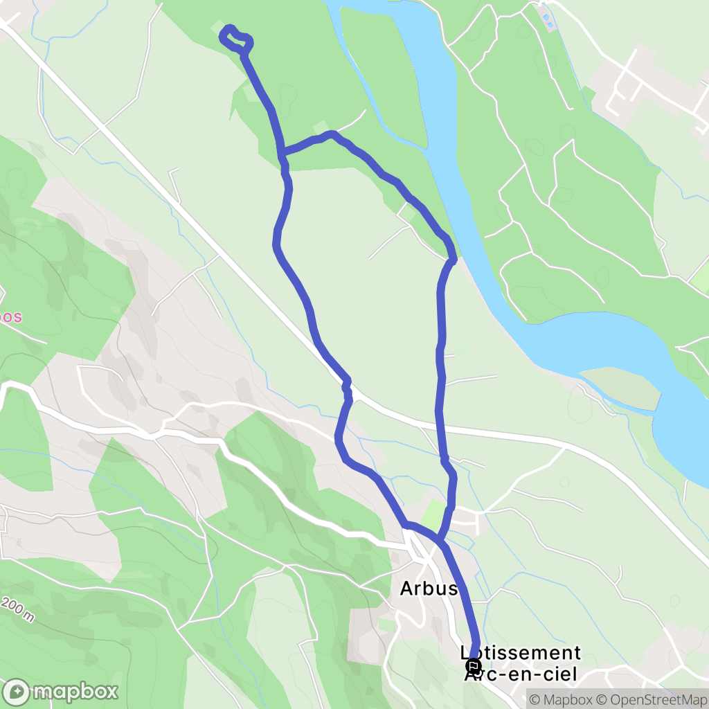 Arbus : carte du parcours de randonnée - France