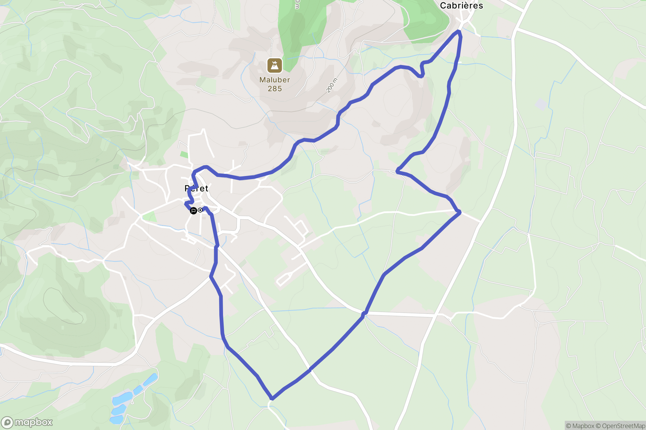 Peret : carte du parcours de randonnée - France